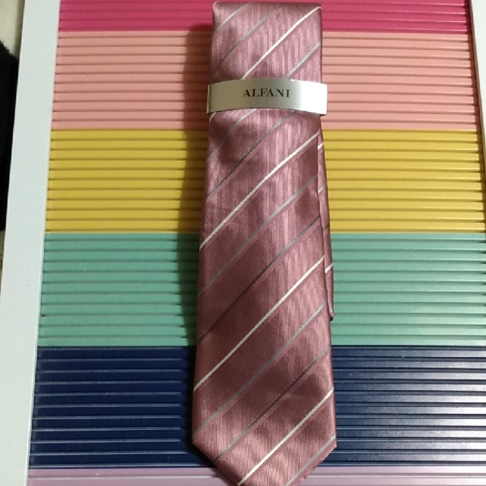 Pink Striped Tie Alfani Belwood Stripe Nwt